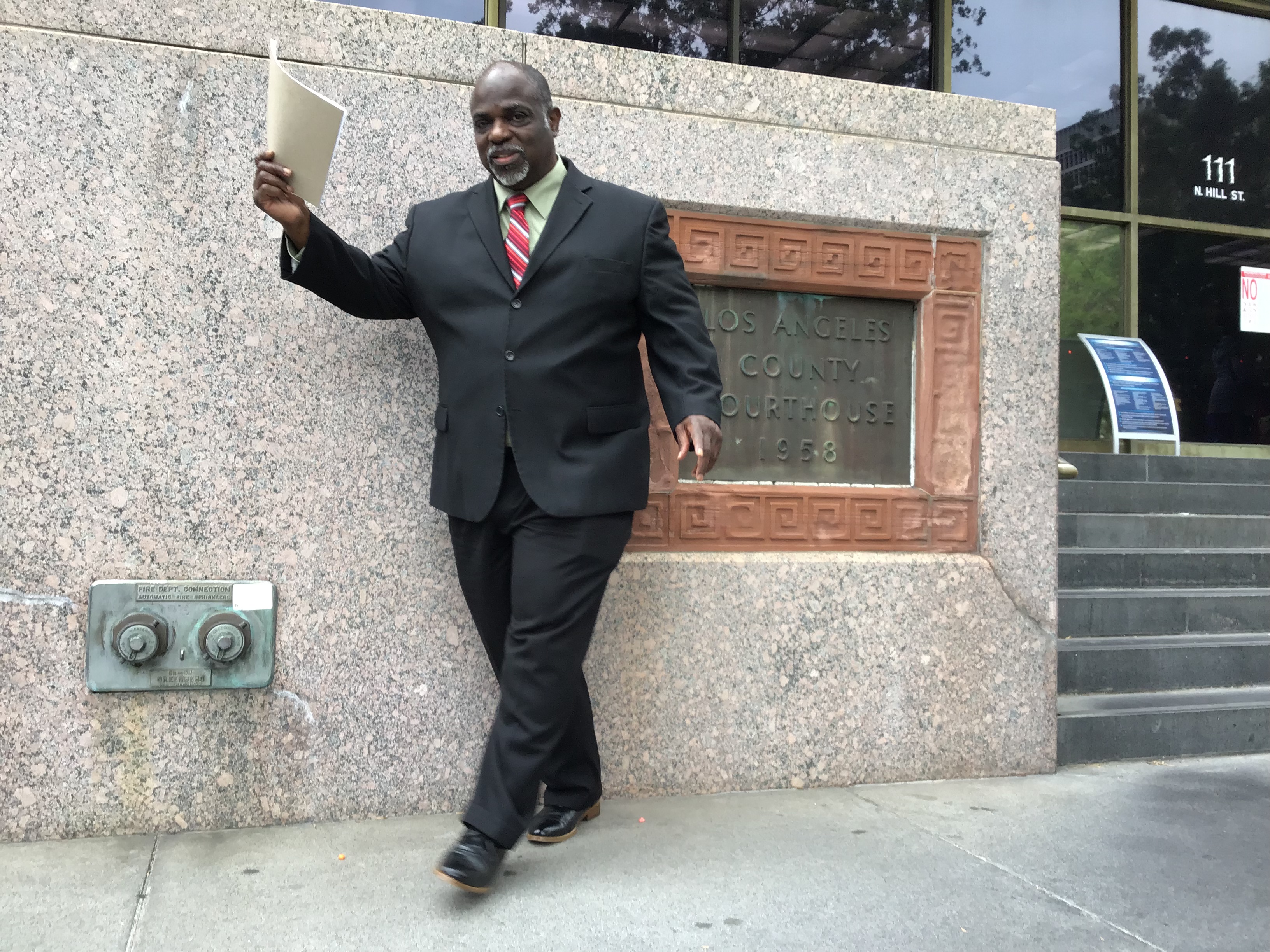 Picture of Samuel Mark in front of Los Angeles Courthouse